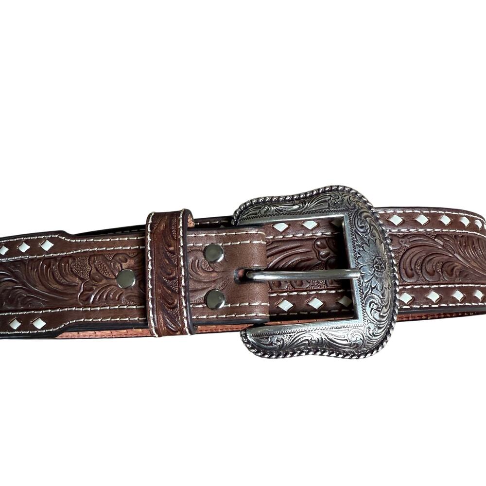 NEW Nocona‎ Leather Co Western Cowboy Belt Genuine Brown Leather Size 42